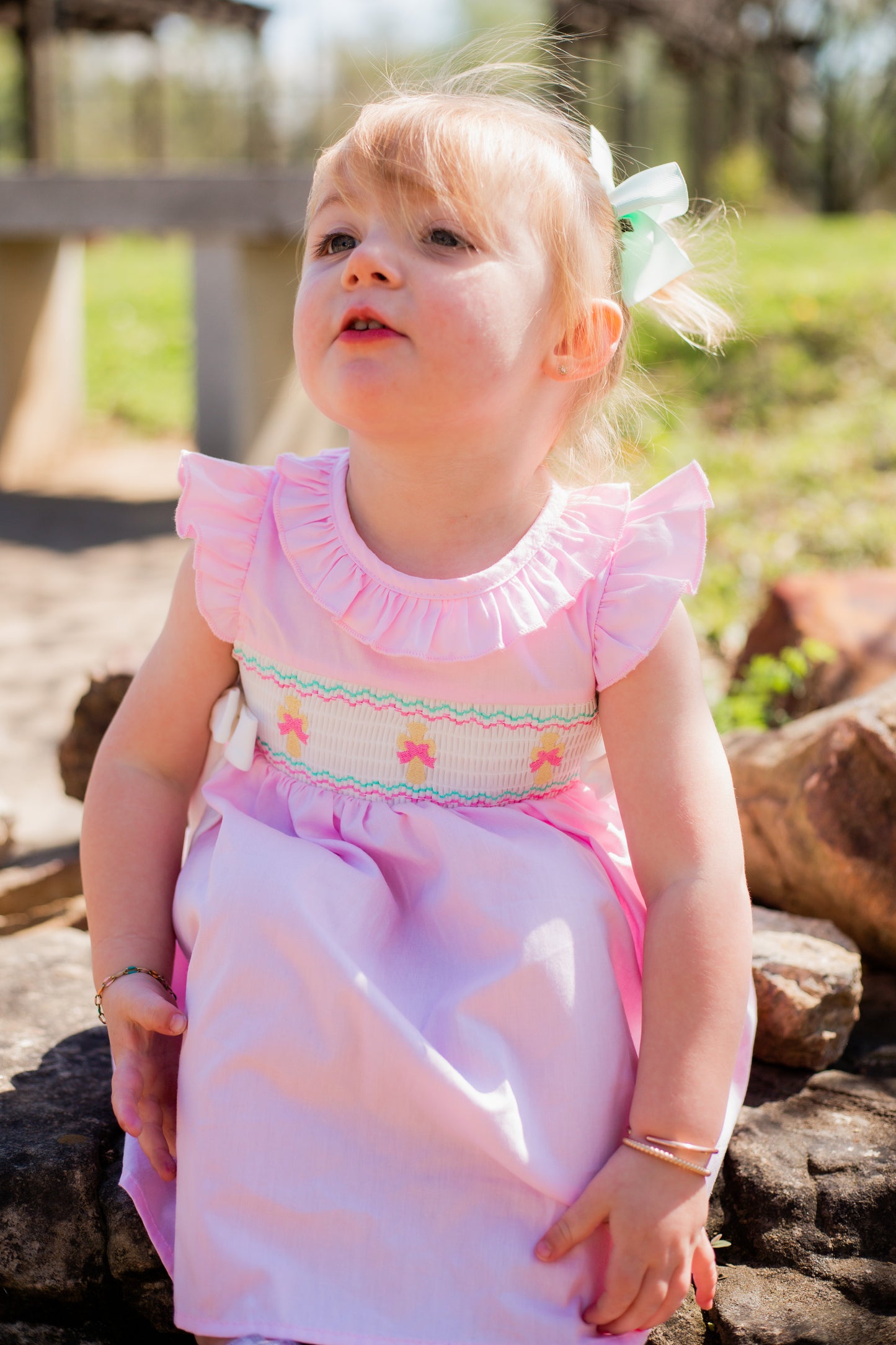 Cross & Bow Smocked Dress