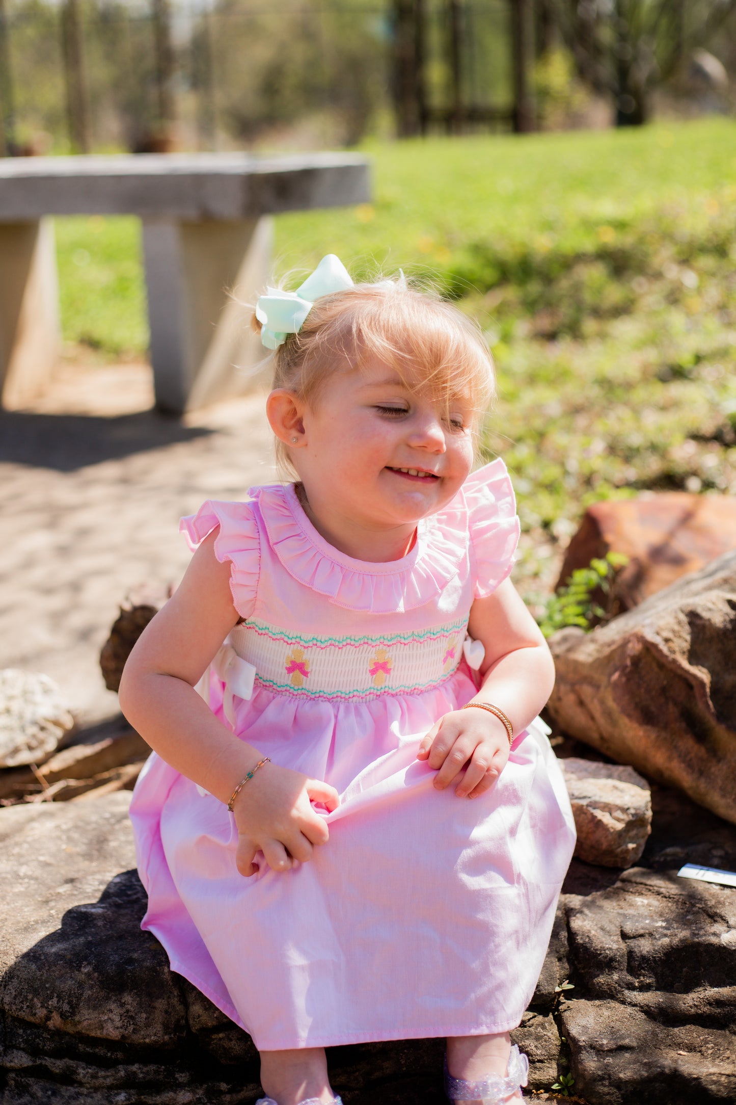 Cross & Bow Smocked Dress