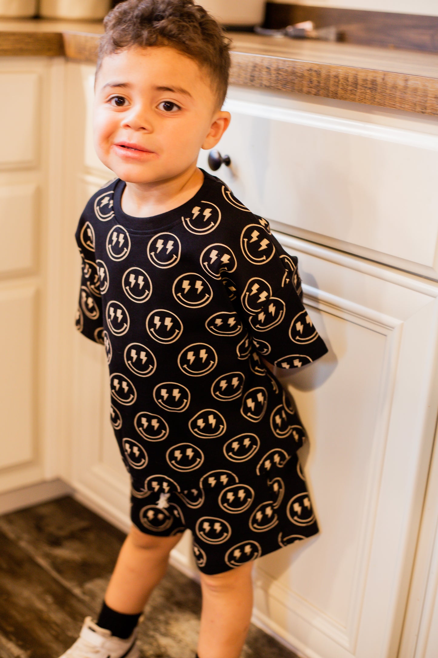 Electric Smiley Shorts Set