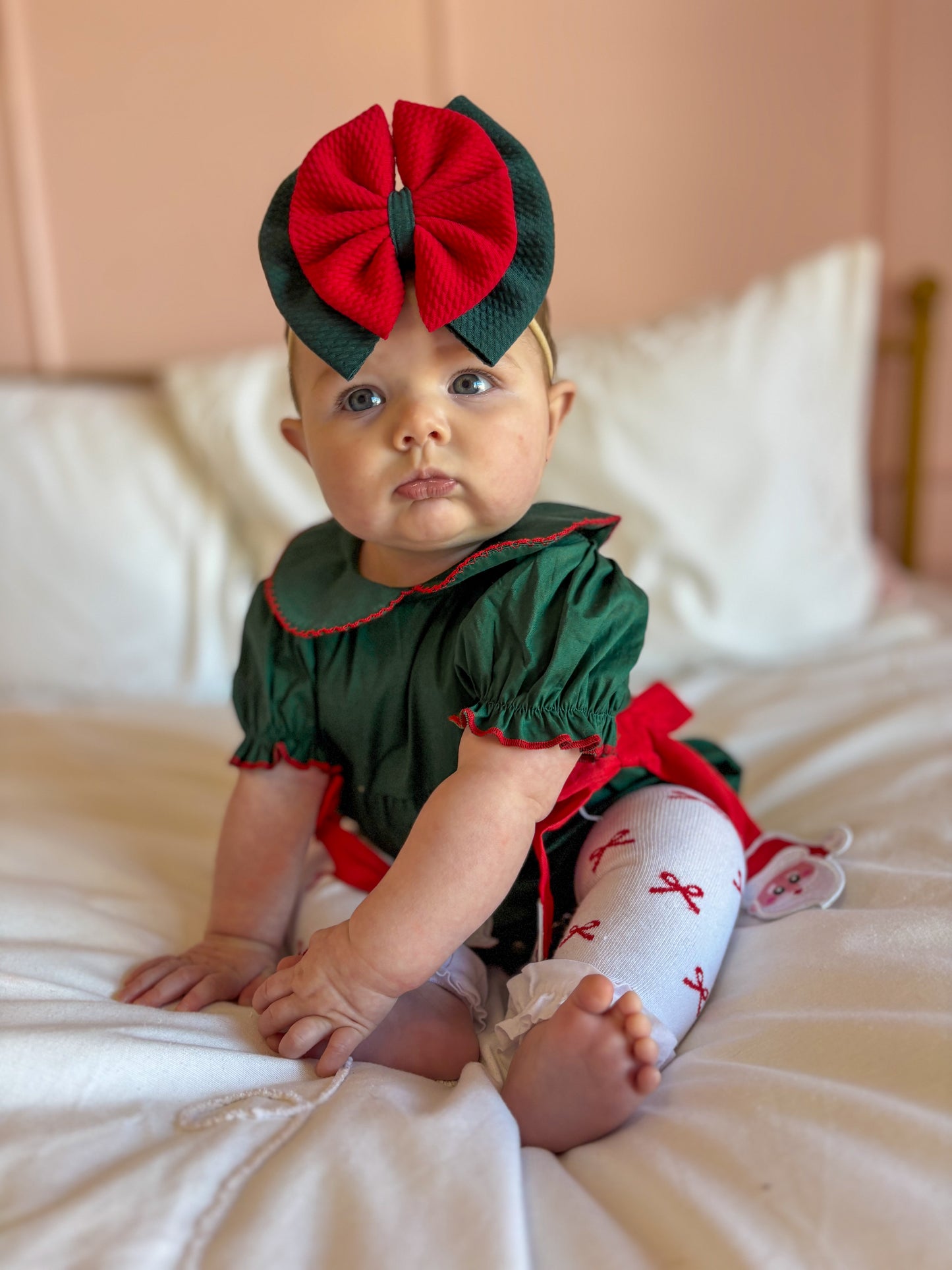 Red Bow Footless Tights