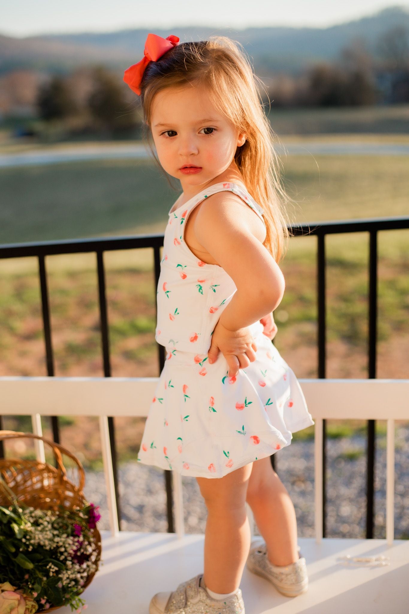 Peach Athletic Top & Skirt Set