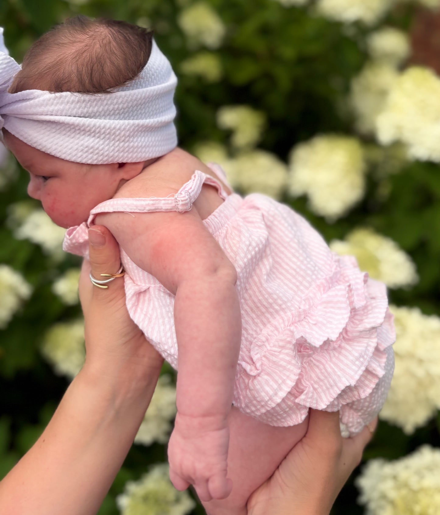 RuffleButts Seersucker Bow Bubble Romper