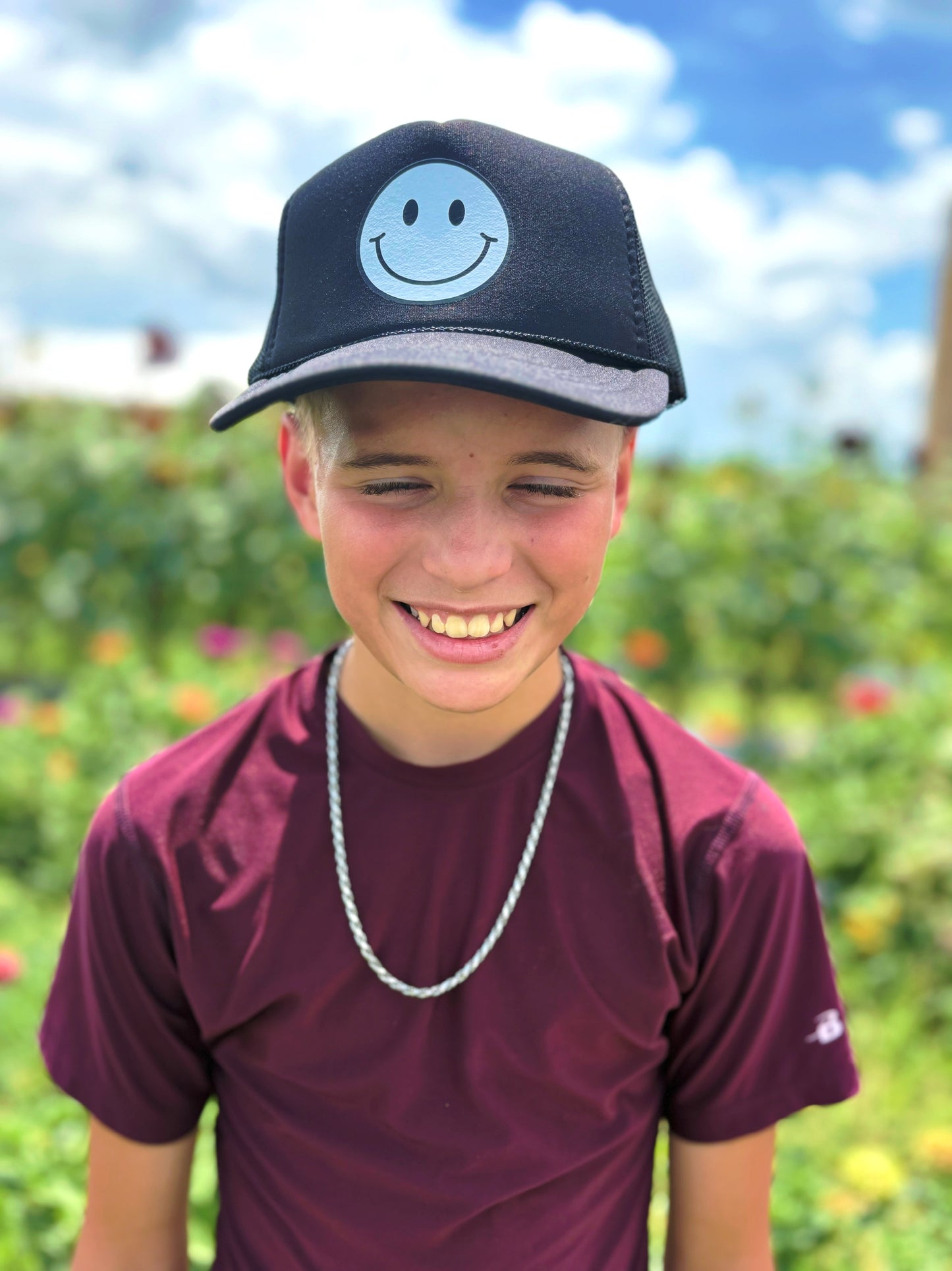 White Smiley SnapBack Hat - Juniors
