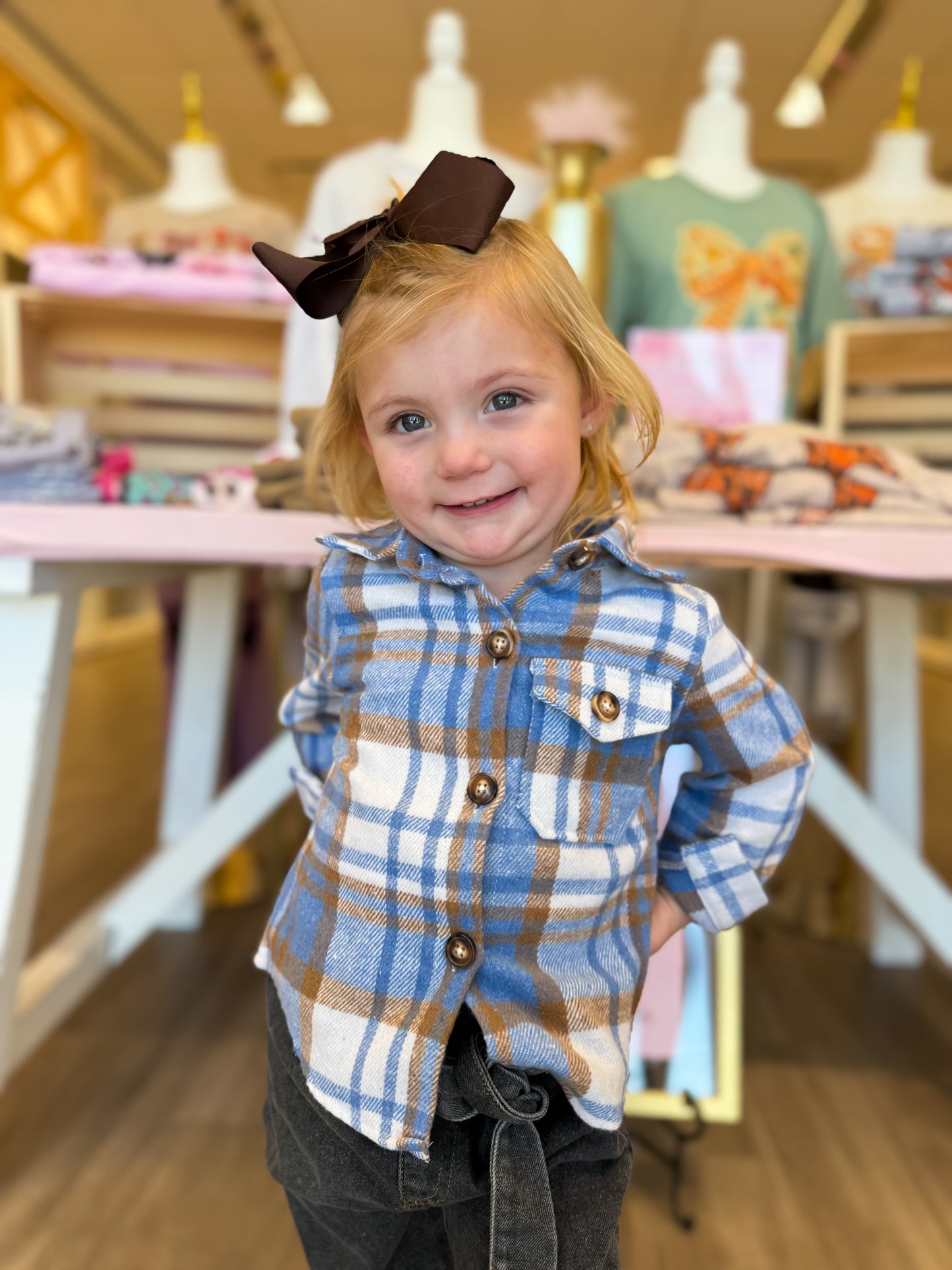 Mommy & Me Cinnamon Sky Plaid Shacket