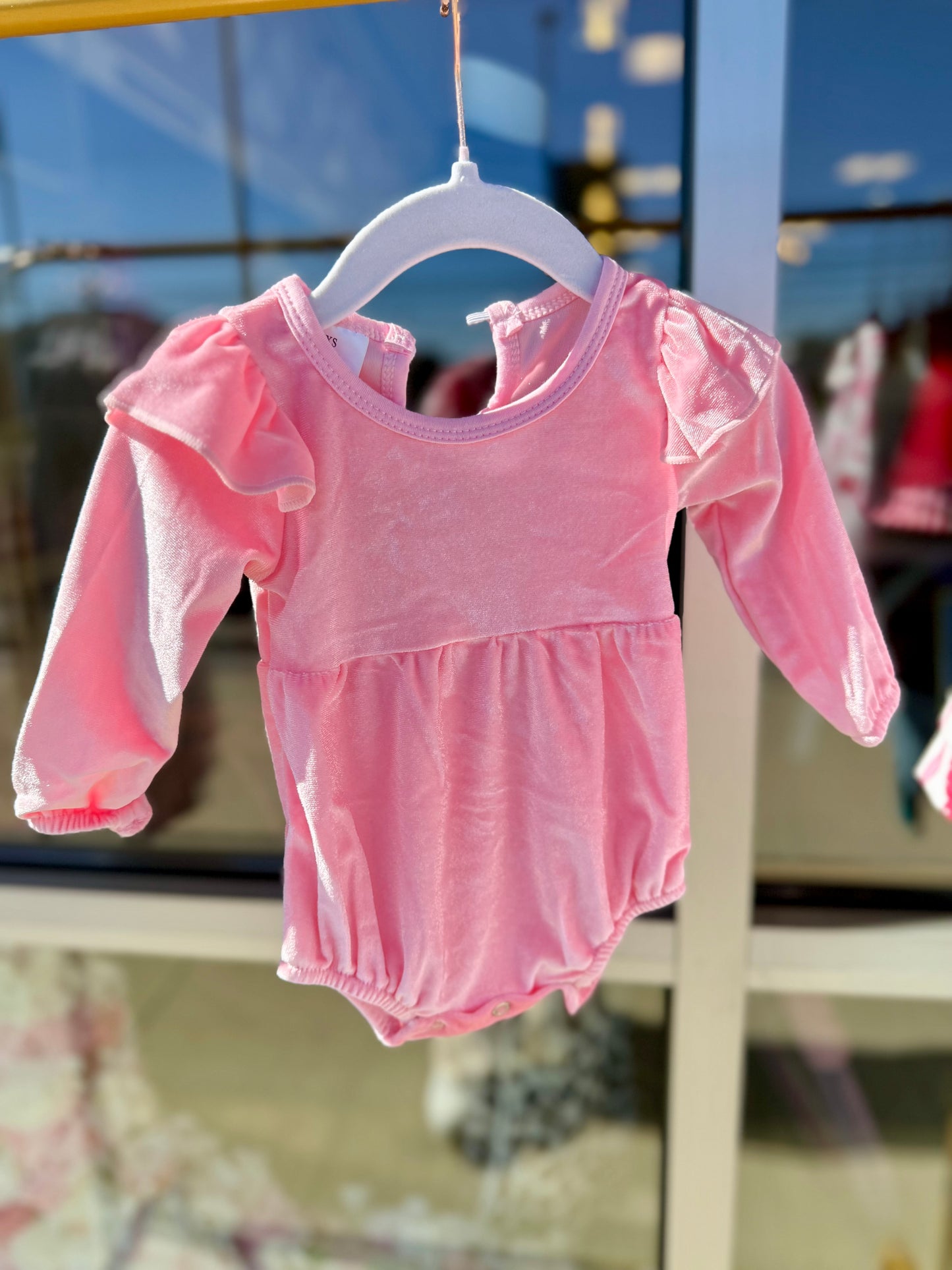 Pretty In Pink Velvet Romper