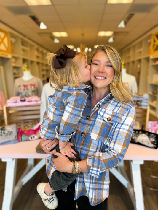 Mommy & Me Cinnamon Sky Plaid Shacket