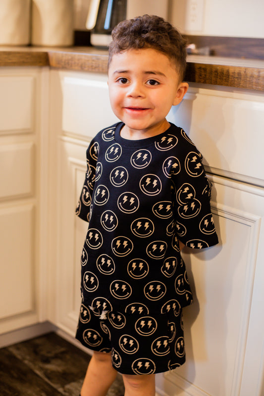 Electric Smiley Shorts Set