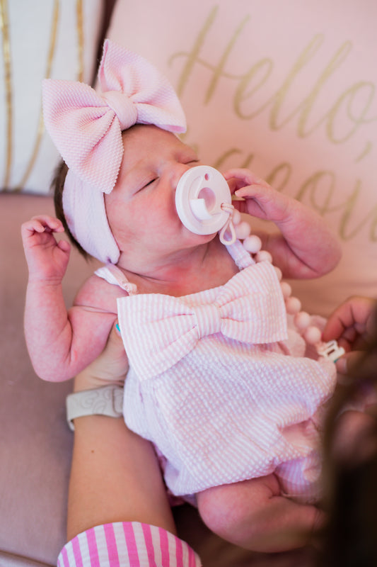 RuffleButts Seersucker Bow Bubble Romper