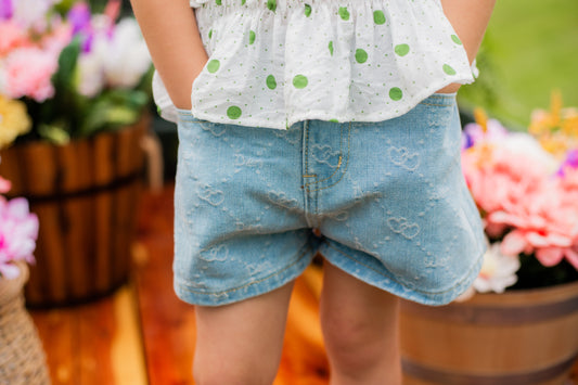 Subtle Hearts Denim Shorts