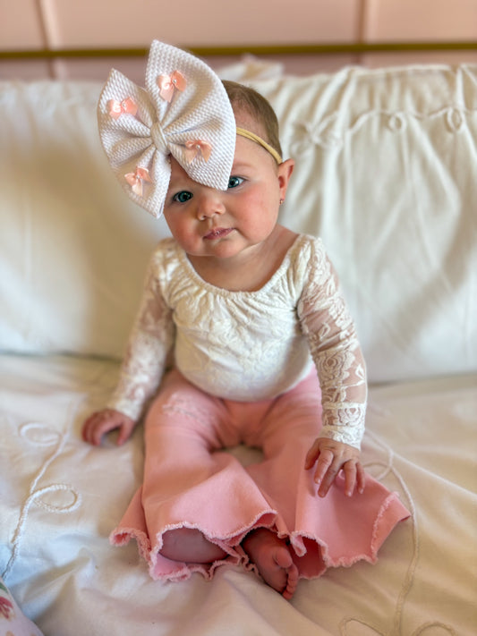 Blossom Pink Distressed Flares