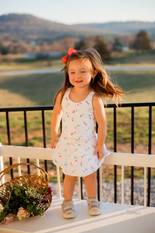 Peach Athletic Top & Skirt Set